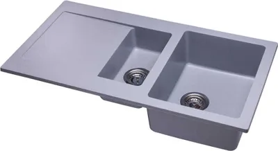Produktbild von Granit Spüle + Siphon Einbauspüle Küchenspüle Spülbecken DG005 Grau 95x50 cm