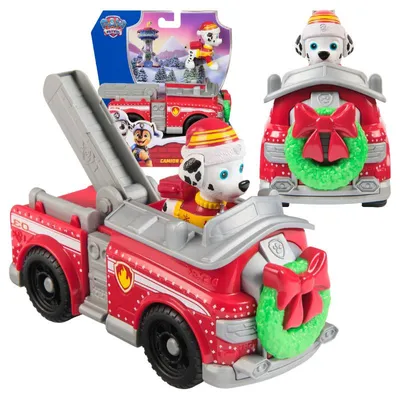Image de Véhicule de Noël Paw Patrol avec figurine Marshall : camion de pompiers
