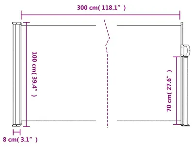 Produktbild von vidaXL Seitenmarkise Ausziehbar Weiß 100x300 cm
