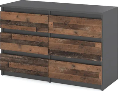 Zdjęcie produktu dla Komoda 6 Szuflad Vintage Hugo Szafka Nowoczesna 100Cm Szary Mat Old Style