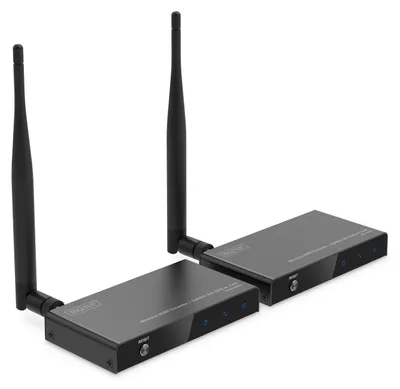 Produktbild von Wireless Video Extender/Splitter Set HDMI > HDMI, 100 Meter, HDMI Verlängerung (schwarz, Sendeeinheit + Empfängereinheit)