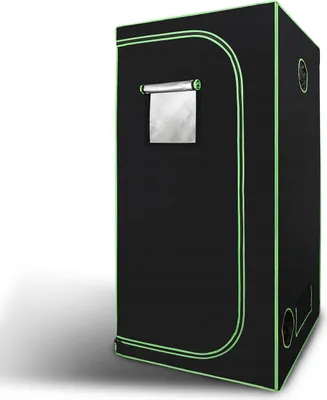 Produktbild von VINGO Growzelt 100x100x200cm Grow Tent, Growbox, Growschrank fuer Homegrow, Indoor Anbauzelt, Growroom, Lichtdicht und Wasserdicht Pflanzzelt, Zuchtzelt Schwarz Gruen
