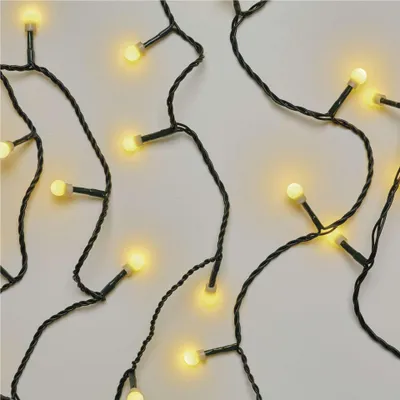 LED vánoční cherry řetěz – kuličky, 30 m, venkovní i vnitřní, teplá bílá, časovač