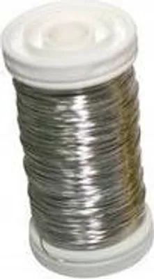 Image de Fil métallique argenté pour fleurs, 0,35 mm, 40 m, 75 g, 1 pièce.
