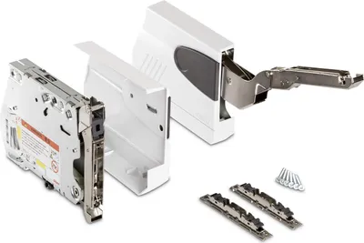 Produktbild von Blum Klappenbeschlag AVENTOS HK 20K2300 (LF 480 - 1500) mit Blumotion für Hochklappen Öffnungswinkel 107° inkl. Abdeckkappen seidenweiß und Frontbefestigungsset von SOTECH