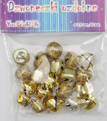 Produktbild von Metallglitzerglöckchen Gold 1,5cm 20St.