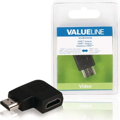 Produktbild von Valueline HDMI Adapter HDMI Stecker rechts gewinkelt - HDMI Eingang schwarz VLVB34904B