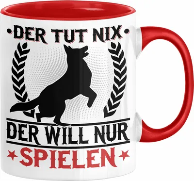 Produktbild von Hund Tasse Geschenk Kaffee-Becher Hunde-Besitzer Geschenkidee  (Rot)