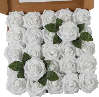 Produktbild von MODFU Künstliche 25 Rosenblüten, Schaumrosen, künstliche Blumen, Rosenköpfe, gefälschte künstliche Rosen für Hochzeitsstrauß, Braut, Heimdekoration
