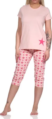 Produktbild von Damen Capri Pyjama, Schlafanzug mit Sternen - 112 204 10 735 ; rosa , 48-50