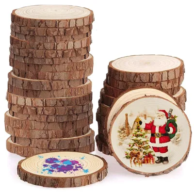 Holzscheiben 7-8 cm, 30 Stück, unbehandelt, für DIY & Deko
