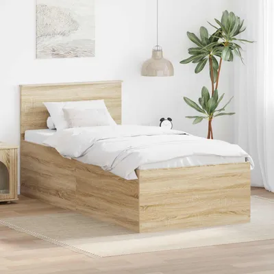 Obrázek produktu pro Maison Exclusive – rám postele s čelem Sonoma dub 75 x 190 cm dřevěný materiál