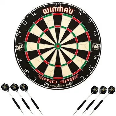 Produktbild von Winmau Dartboard PRO-SFB im Set inklusive 2 Satz Winmau Steeldarts