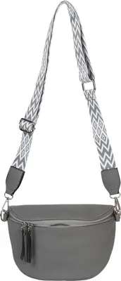 Produktbild von styleBREAKER Damen Halbmond Crossbody Schultertaschen Einfarbig, verstellbarer Schultergurt mit Zick-Zack Rauten Muster 02012401