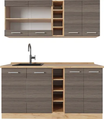 Produktbild von Singleküche Vicco R-Line Edelgrau/Goldkraft Eiche 160 cm ohne Arbeitsplatte, Model 54175