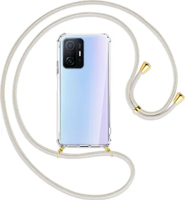 Produktbild von Handykette Backcover-Schutzhülle mit Band (Metall goldfarben) für Xiaomi Mi 11T - broken white