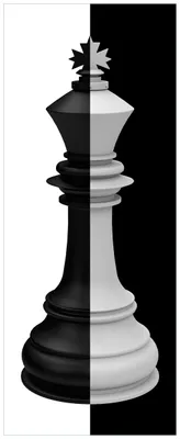 Produktbild von Wallario Premium Glasbild, freischwebende Optik, kräftige Farben, Größe 125 x 50 cm Motiv Schachfigur schwarz-weiß