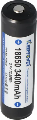 Produktbild von Keeppower 18650 Li-Ion Akku mit 3400mAh, 3,6V - 3,7V Li-Ion-Akku geschützt mit PCB 1 Stück (Button Top)