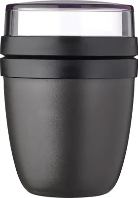 Produktbild von Mepal Müslibecher to go, Klein, praktischer Joghurtbecher to go - Unterteilung für Joghurt & Müsli - Geeignet für Gefrierschrank, Mikrowelle & Spülmaschine - 300 ml + 120 ml - Nordic black