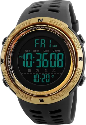 Produktbild von Herren Digital Sportuhr 5ATM Wasserdicht mit LED Beleuchtung, Stoppuhr, Wecker, Kalender, Silikonarmband, Outdoor Armbanduhr