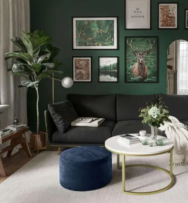 Produktbild von Runder Couchtisch CIRI mit Hocker Gold Matt