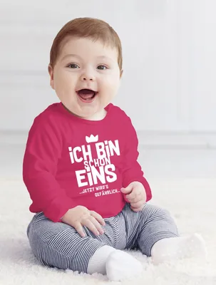 Produktbild von Baby Langarm-Shirt 1. Geburtstag Ich bin schon 1 jetzt wird's gefährlich Geburtstagsshirt Baumwolle MoonWorks® Uni sorbet 80/86 (10-15 Monate)