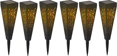 Produktbild von 6er Set Solarleuchten, Erdspieß, schwarz-gold, H 33 cm
