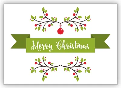 Produktbild von 4x Klassische englische Weihnachtskarte in rot grün mit Ornamenten: Merry Christmas