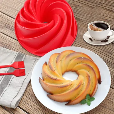 Produktbild von GKA 3D Silikonform Gugelhupf Wellen 25 cm Backform Silikon Silikonbackform Napfkuchen Kuchenform Backen Geburtstag Guglhupf