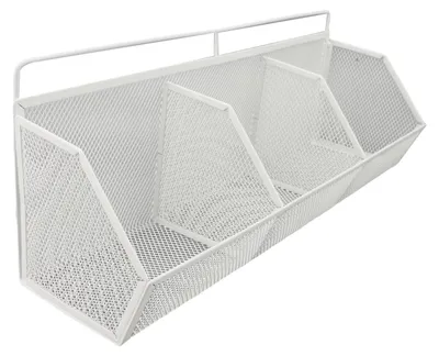 Aufbewahrungskorb mit 3 Körben, Metall, hängend, 38x10x15 cm, weiß