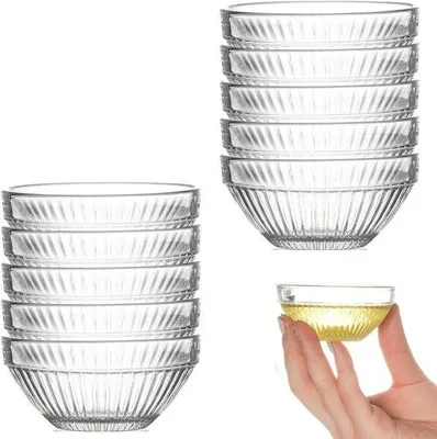 Obrázek produktu pro Sada 10 kusů mini skleněných misek na dipy, stohovatelných, 75 mm