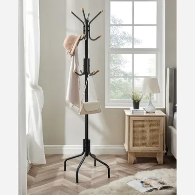 Produktbild von Metallgarderobe mit Haken, schwarz, 55 x 55 x 180 cm