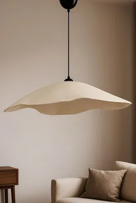 Obrázok produktu pre Opviq, elegantné stropné svietidlo (kovový rám) s betónovým krytom, farby krémová a zlatá, výška nastaviteľná 20-65 cm, priemer 59 cm, pätica E27, IP20 | Moderný dizajn pre štýlové priestory.
