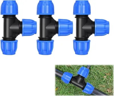 Imagen del producto de Conector en T de PVC, 20 mm x 20 mm x 20 mm, con conexión roscada, paquete de 3 unidades, para tuberías de agua