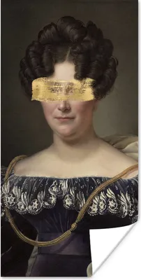 Produktbild von MuchoWow® Poster Johanna Henriëtte Engelen - Dubois Drahonet - Gold - Farbe 60x120 cm - Wandschmuck