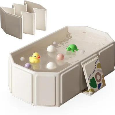 Immagine prodotto di Vaschetta da bagno pieghevole per bambini, doccia portatile per neonati, verde, con tappo di scarico, per uso domestico