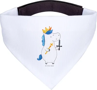 Produktbild von Mr. & Mrs. Panda Hunde Halstuch Einhorn König mit Schwert - Weiß - Geschenk, Hund, Mittelalter, Tuch, Hundehalstuch, Unicorn, Einhörner, Hunde-Halstuch, Ritter