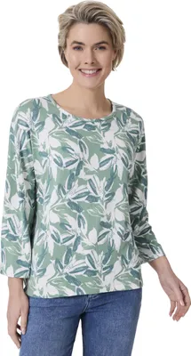 Produktbild von Stooker Women CARLY Damen T-Shirt 3/4-Arm Loose Fit 44/46 green bloom aop
