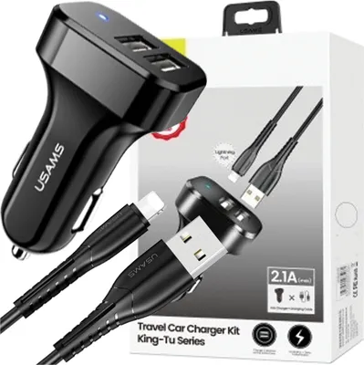 Produktbild von Usams Ład. Selbst. 2Xusb C13 2.1A Lightning Schwarz/Schwarz Ntu35Lc13Tz
