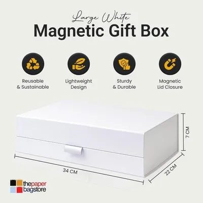 Obrázek produktu pro bílá magnetická dárková krabička 34x22x7cm