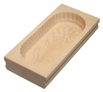 Image de Hofmeister Holzwaren Moule à beurre, carré, 125 grammes, marguerite, en bois d'érable