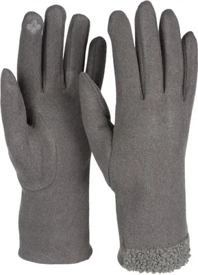 Produktbild von styleBREAKER Damen Touchscreen Handschuhe mit Teddyfell am Saum und Fleece Futter, warme Fingerhandschuhe, Winter 09010034