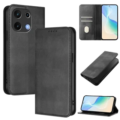 Obrázek produktu pro Pouzdro pro Umidigi Note 100, vintage kožené pouzdro s RFID ochranou, přihrádkami na karty, stojánkem Černý