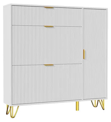 Obrázek produktu pro Skříň na boty, nastavitelný úložný prostor, minimalistický moderní design, bílá, 110 cm