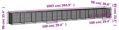 Produktbild von vidaXL Hühnerkäfig mit Dach Anthrazit 1003x98x90 cm Verzinkter Stahl