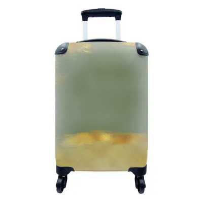 Produktbild von MuchoWow® Koffer Handgepäck Trolley Rollkoffer Kleine Reisekoffer mit 4 Rollen - Muster - Grün - Farbe - Gold - Cabin Size < 55x40x23 cm & 55x40x20 cm - Fotokoffer - Kabinenkoffer - Boardgepäck - Reise-Box - Reisekoffer - Reisegepäck - Koffer mit Bild - Trolley für Kinder