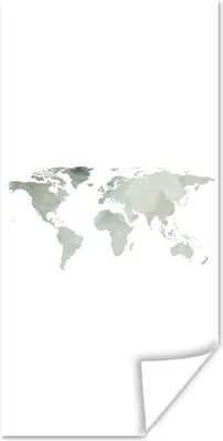 Produktbild von MuchoWow® Poster Weltkarte - Grün - Grau 60x120 cm - Wandschmuck
