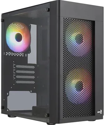 Obrázek produktu pro PC skříň AEROCOOL Hexform G v2, mini tower, Micro-ATX, 3x12cm RGB ventilátor, tvrzené sklo, černá