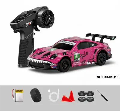 Obrázok produktu pre RC auto pre driftovanie - model 1:43 - 4x4 pohon - 2,4 GHz - pripravené na okamžité použitie - gyroskopická stabilizácia - karoséria z kovu - dosah 35 metrov - doba jazdy 25–35 minút - ružová farba