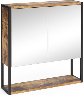 Vicco Badspiegelschrank Fyrk, 60 x 60 cm, Eiche rustikal/Schwarz